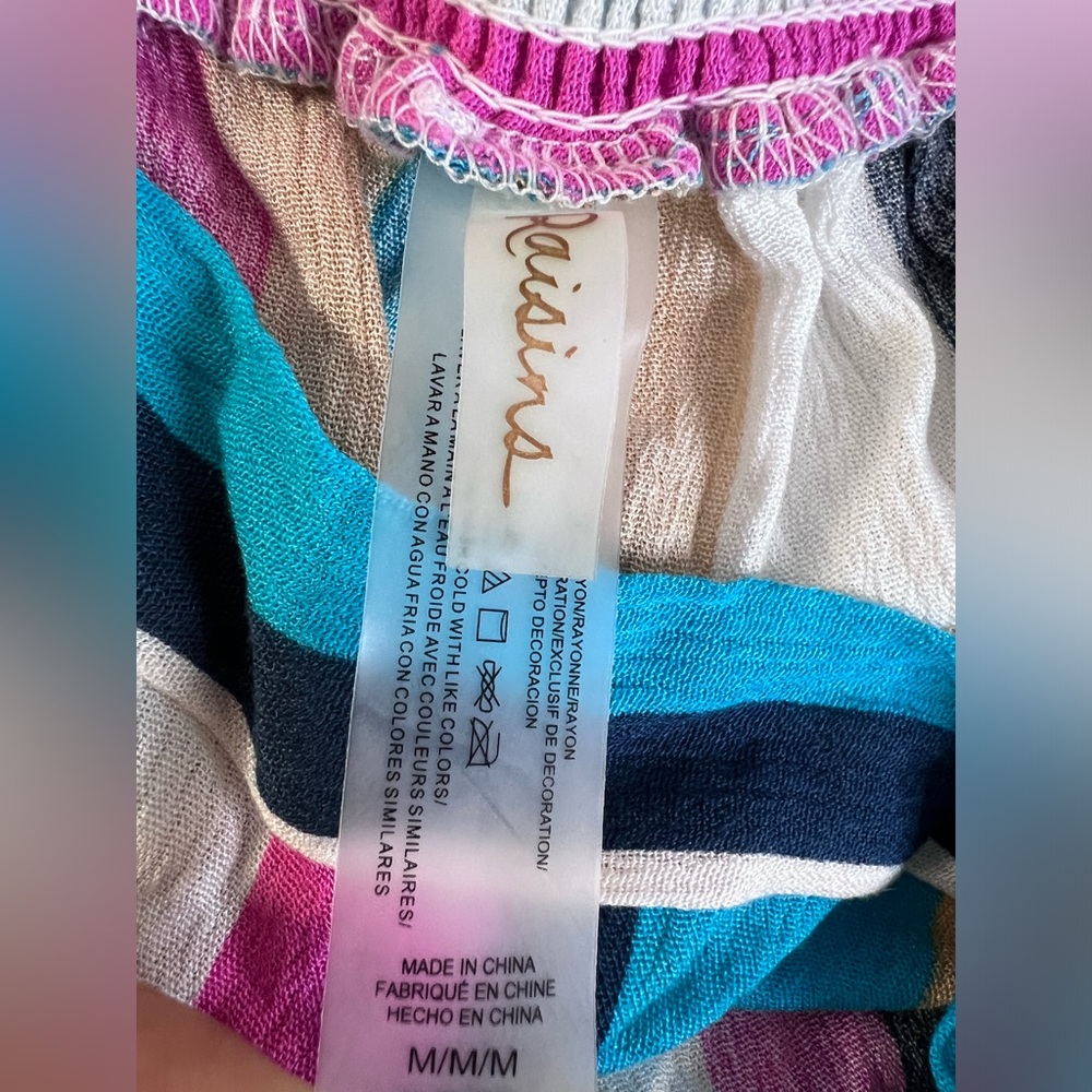 $50 Raisins Women’s Multicolor Striped Cover-Up Pants Swimsuit Size Medium NWT - Picture 6 of 11